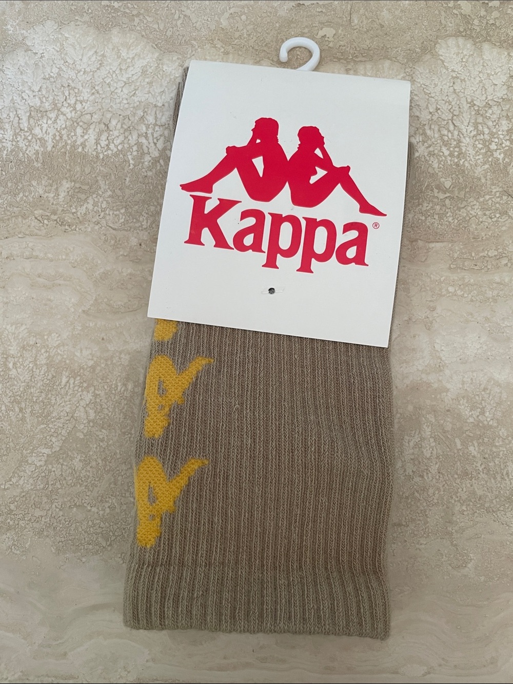 Kappa Men’s Taupe Socks with Yellow Logo Accents
